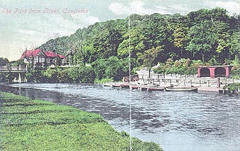 An old postcard showing the Park from the River