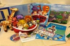 picture of the book with the props for the story 