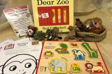 picture of the book with the props for the story 