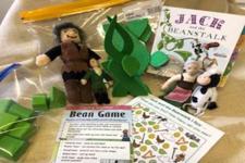 picture of the book with the props for the story 