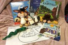 a picture of the book with the finger puppets that accompany the story.