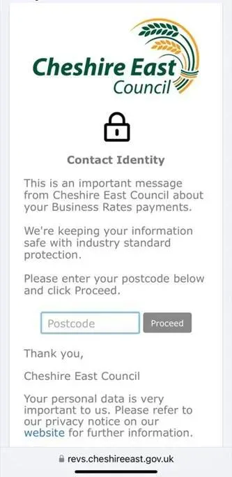 Email message 2 - business rates