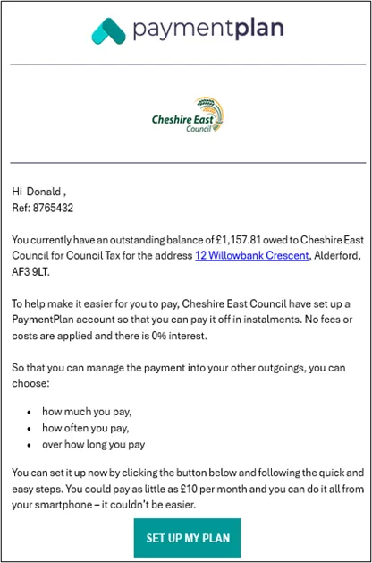 example payment plan email