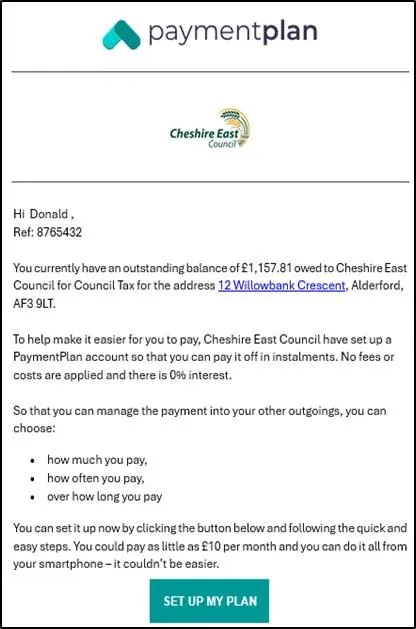 example payment plan email