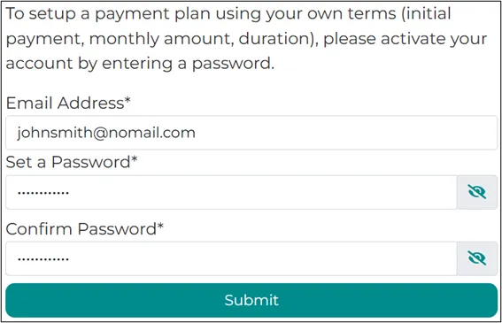 example payment plan account