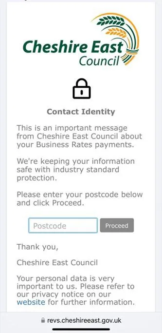Text message 2 - business rates