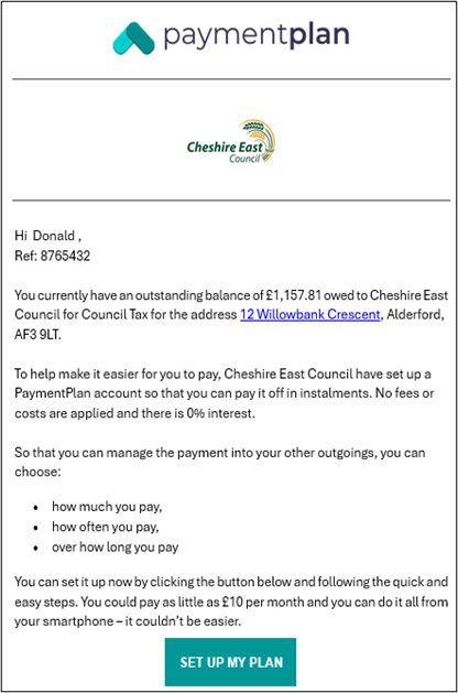 Example Payment Plan Email 1