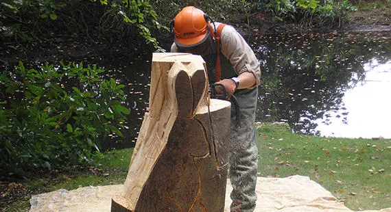 Chainsaw carving at Hare Hill, National Trust Gardens
