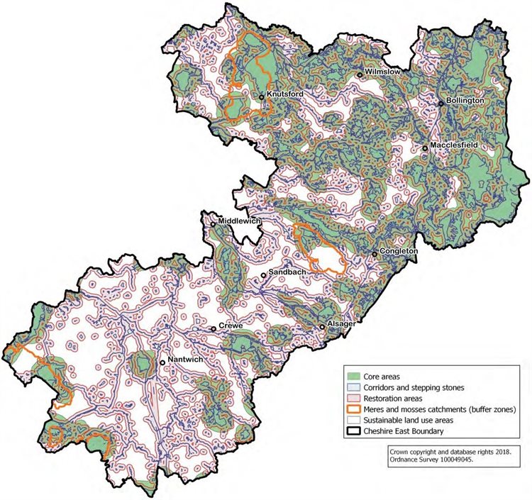 Figure 4.1 Ecological network in Cheshire East