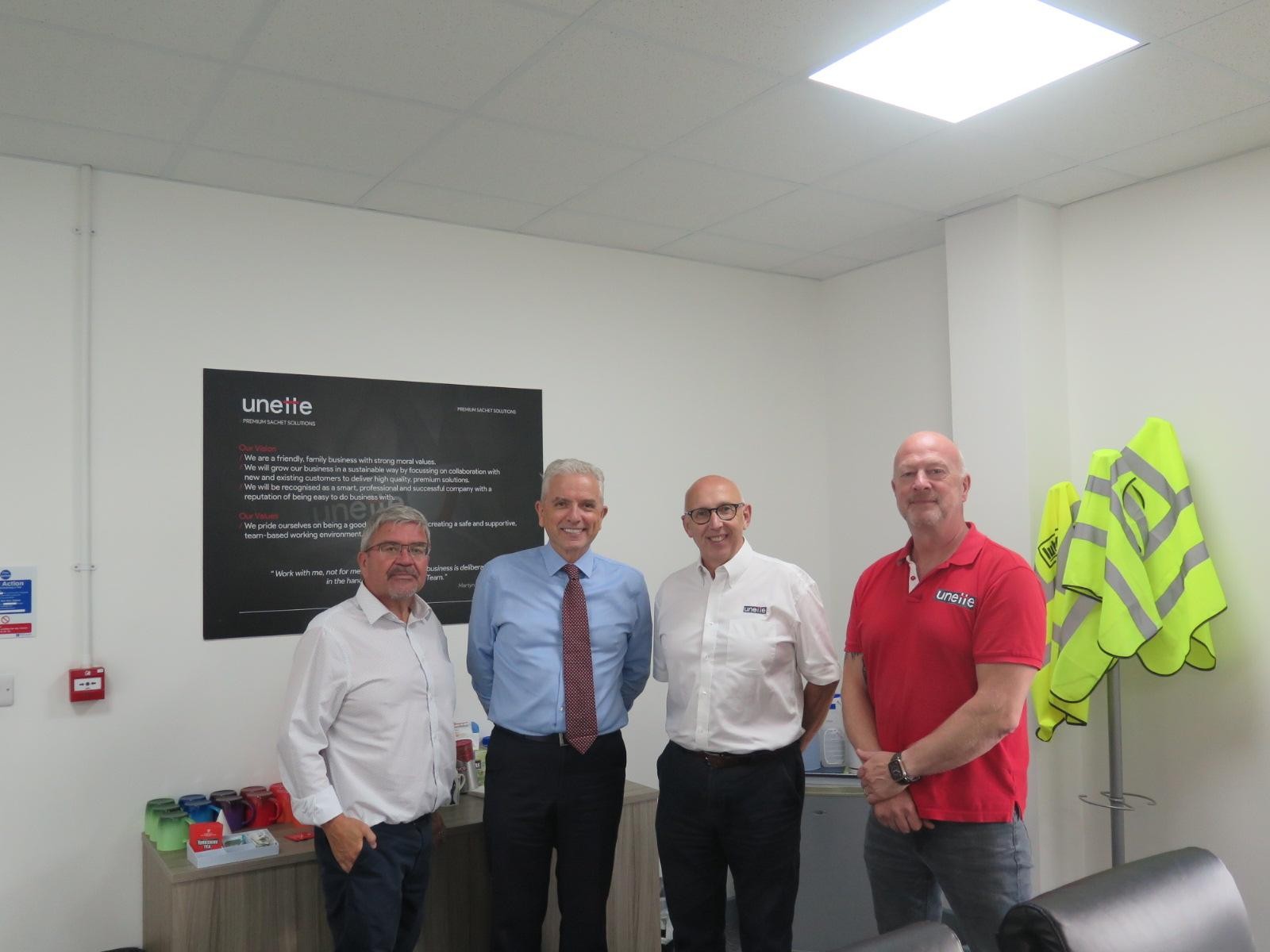 Cllr Nick Mannion, Cllr Michael Gorman, David Rimmer (Unette Vice Chairman), and Ian Arrowsmith (Unette Managing Director).