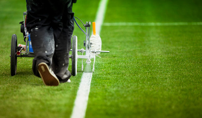 sports being with lines being painted