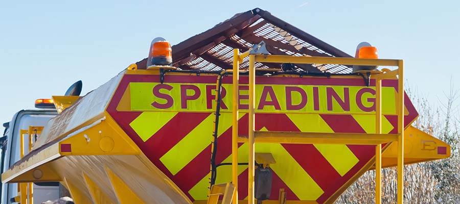 Gritter in the UK on a cold winters day