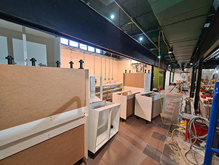 Example of the Macclesfield Market Hall March 2025 refurbishment showing work in progress from view 2
