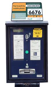 A Cheshire East Parking meter fitted with RingGo information A Cheshire East Parking meter fitted with RingGo information