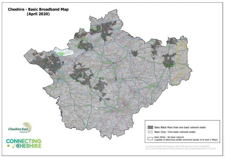 Cheshire Basic Broadband Map April 2020