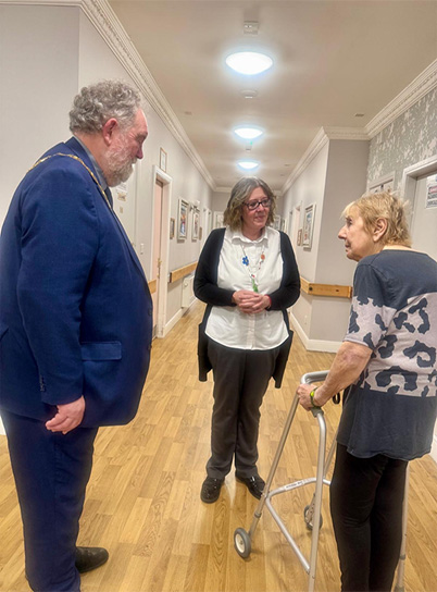Mayor visiting staff and residents at Primrose Dementia Home