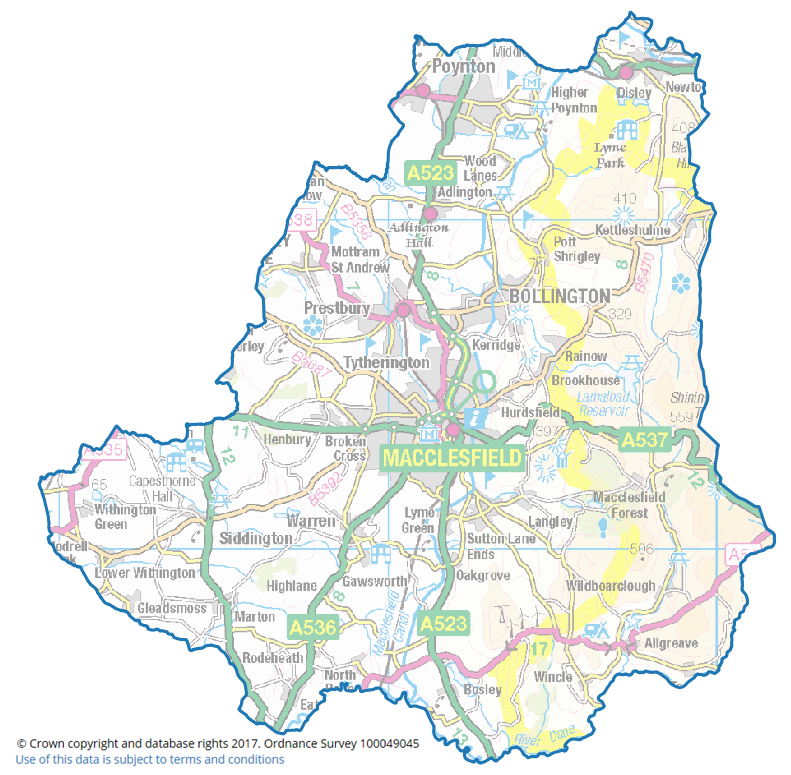 Map Of Macclesfield And Surrounding Area Macclesfield Constituency