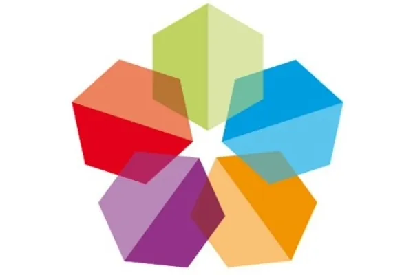 The Cheshire East Homechoice logo - 5 hexagons of different bright colours.