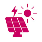 Image of solar panel and sun logo