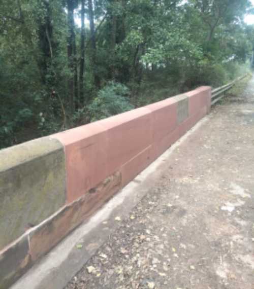 Bridge damaged restored with new sandstone blocks
