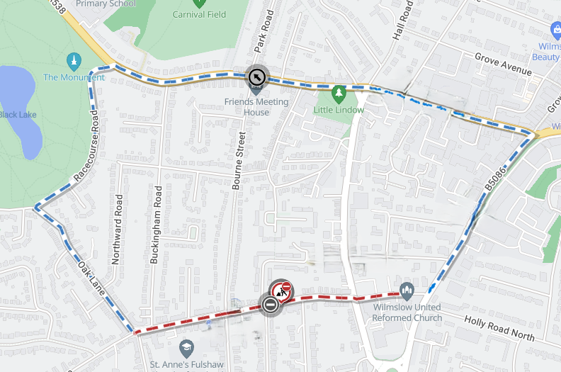 Chapel Lane Wilmslow Diversion route