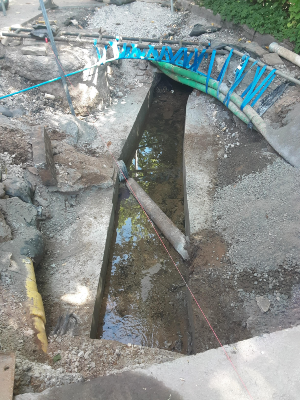 Dug up road