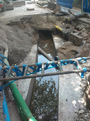 Dug up road