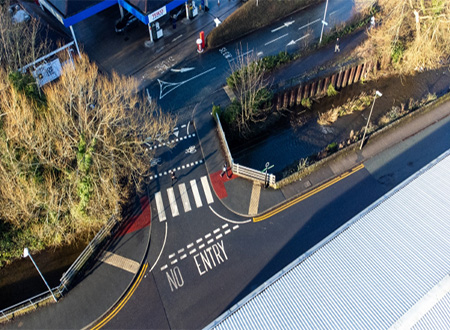 Aerial view of road