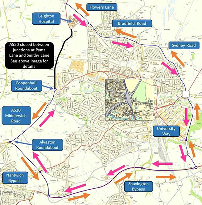 North West Crewe Package diversion map