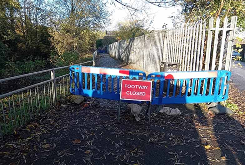 Image showing footpath closed fencing