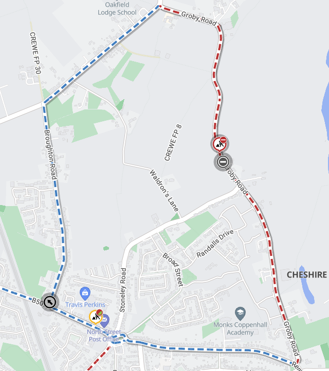 Groby Road Diversion Map