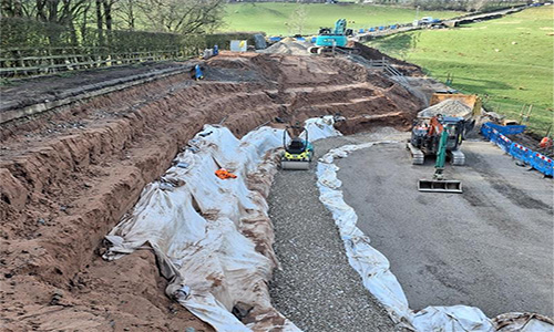 Levels being built up with stone