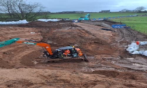 The depth of the excavations