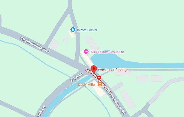 Wrenbury Closure Location Map