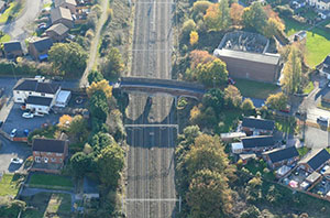 Birds eye view of the existing bridge with Tiny Tots nursery to the left of the image
