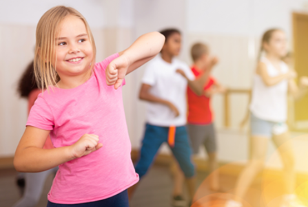 Child taking part in an exercise class