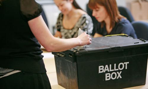 Voting at a ballot box