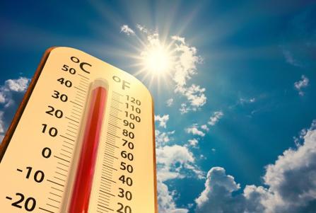 High temperatures on a thermometer