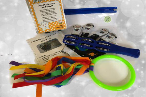picture of five little men in a flying saucer rhyme time pack