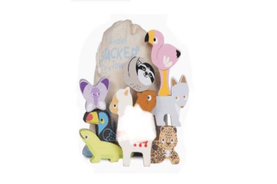 picture of wooden animal stacking tower