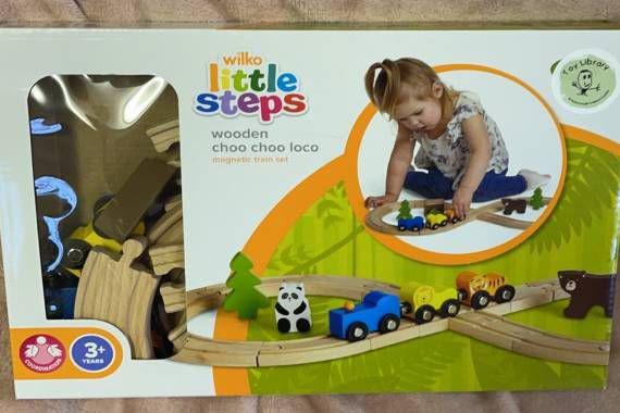 picture of the wooden choo choo loco train set