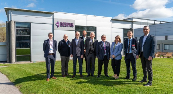 Council dignitaries outside the Bespak factory