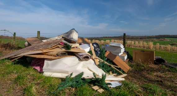 Fly tipped waste in the countryside