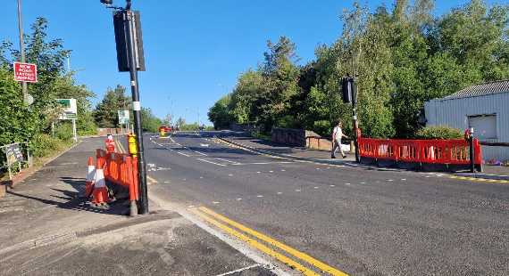 Hurdsfield Rd toucan crossing under construction