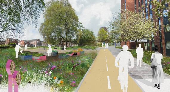 An artist's impression of the Mill Street Corridor scheme, in the Waverley Court area
