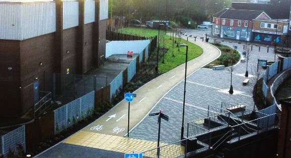 Southern Gateway in Crewe, pictured from above