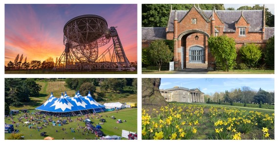 Tourism awards 2026 images of Jodrell Bank, tatton mansion, Dorfold Hall and devafest