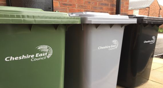 Cheshire East Council branded household wheelie bins