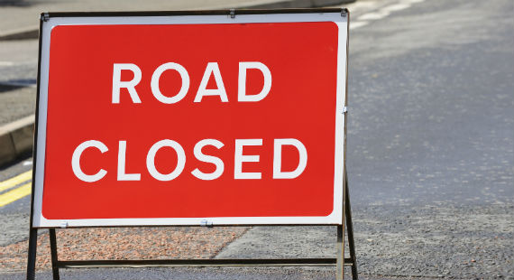 Road closed sign