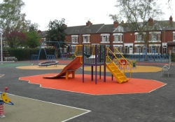 Slide and other play apparatus at Westminster Street play area in Crewe